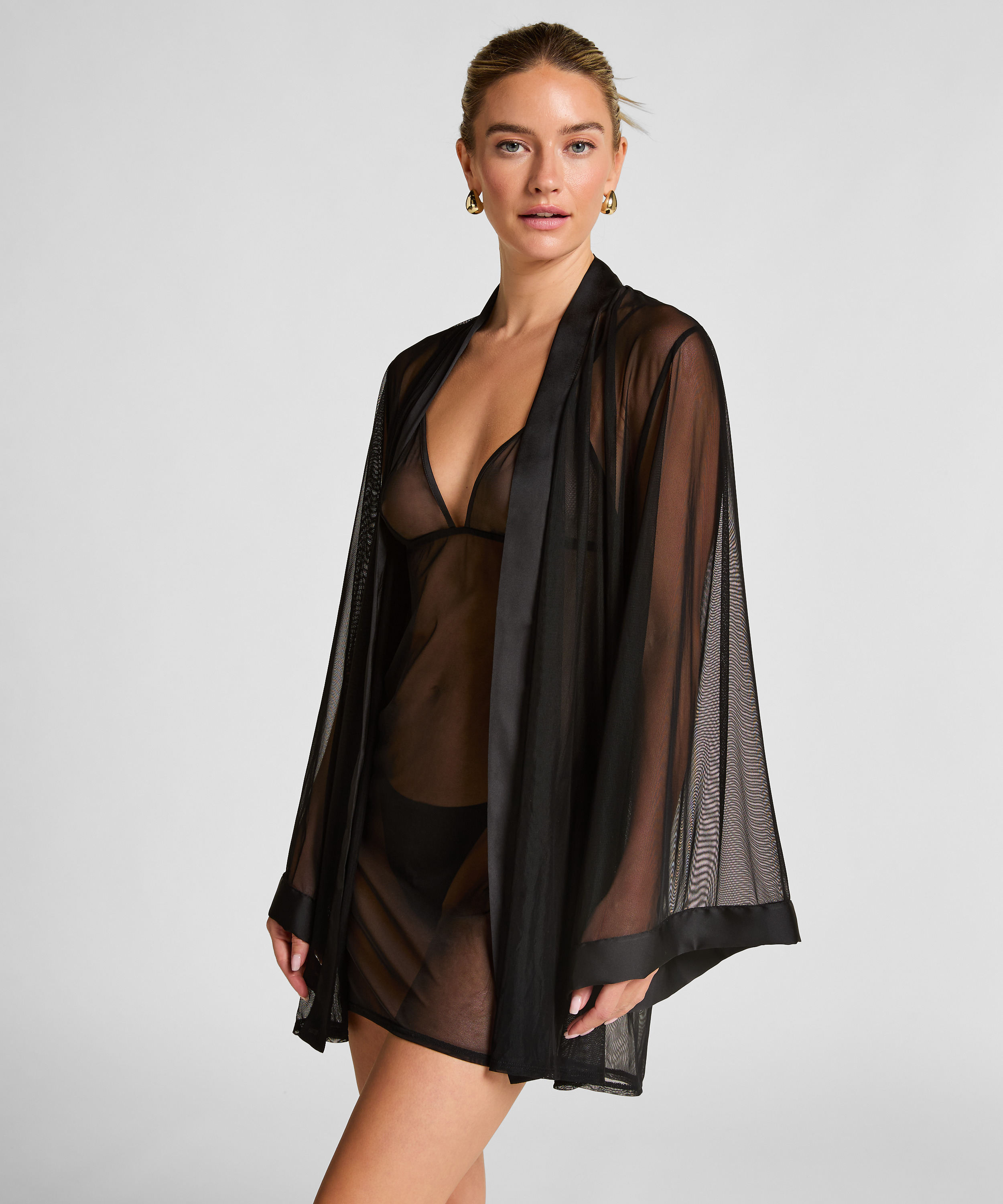 Kimono Maxime Tulle, Noir, main