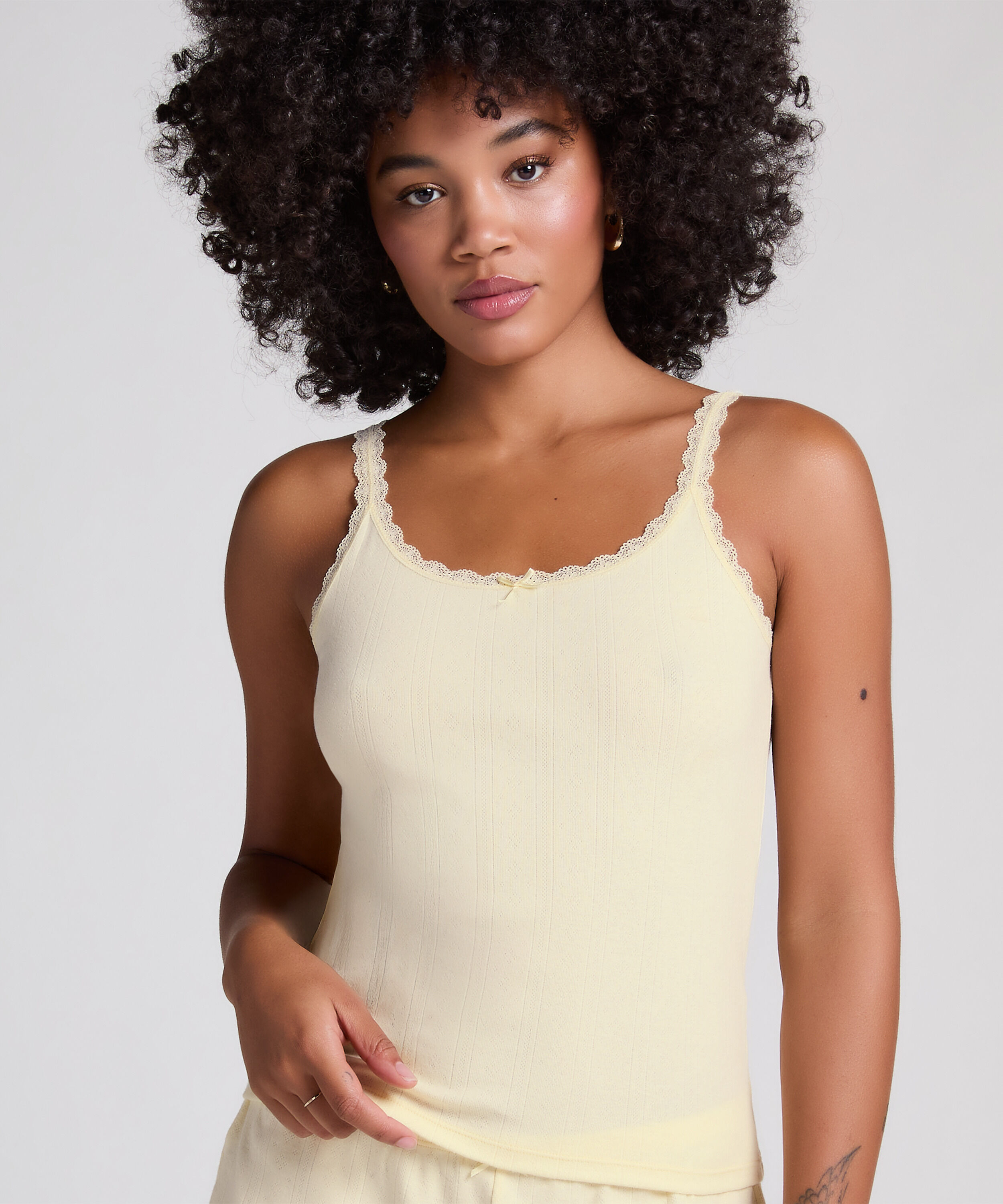 Débardeur Pointelle, Jaune Débardeur Pointelle, Jaune