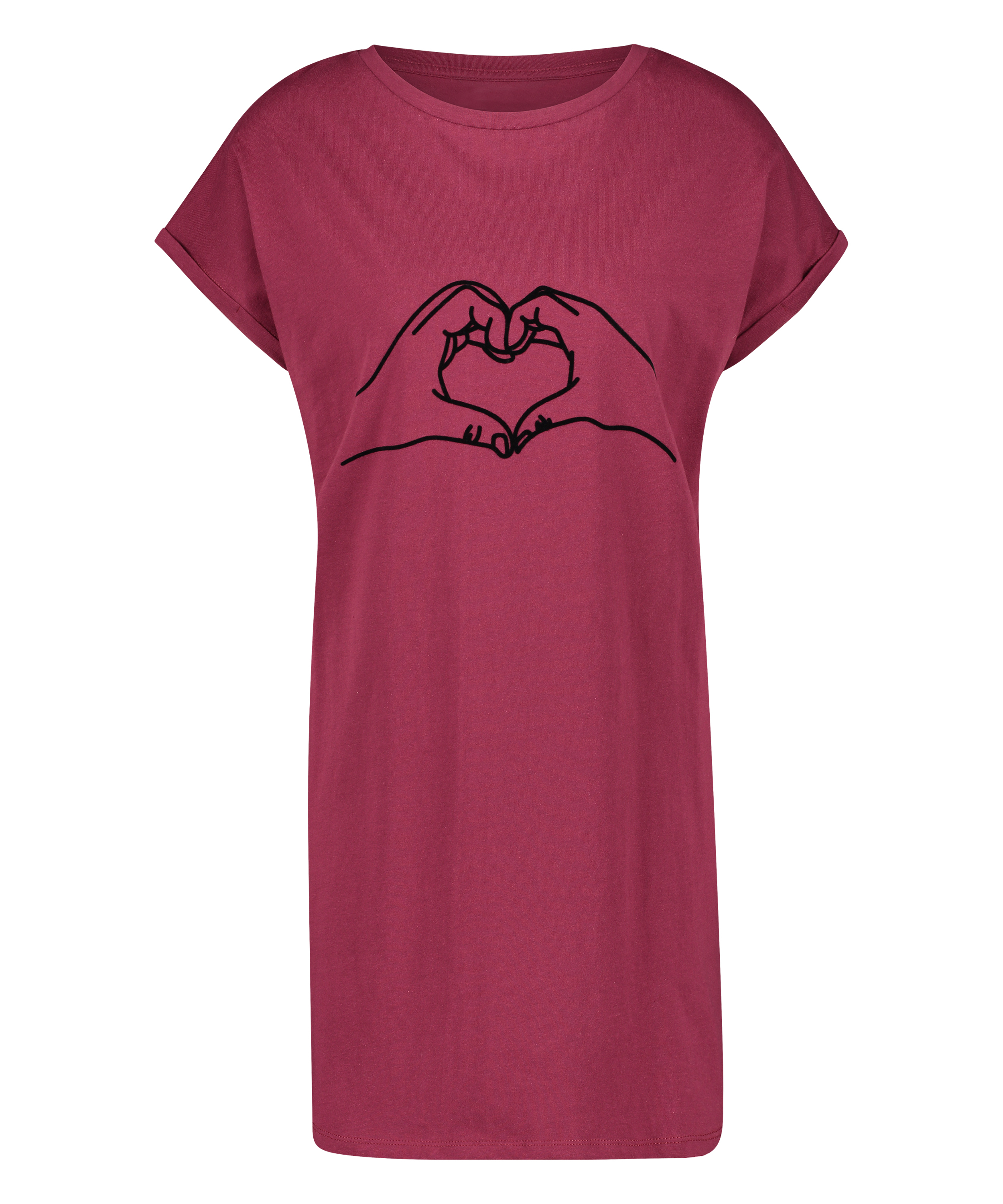 Chemise de nuit à encolure arrondie, Rouge, main