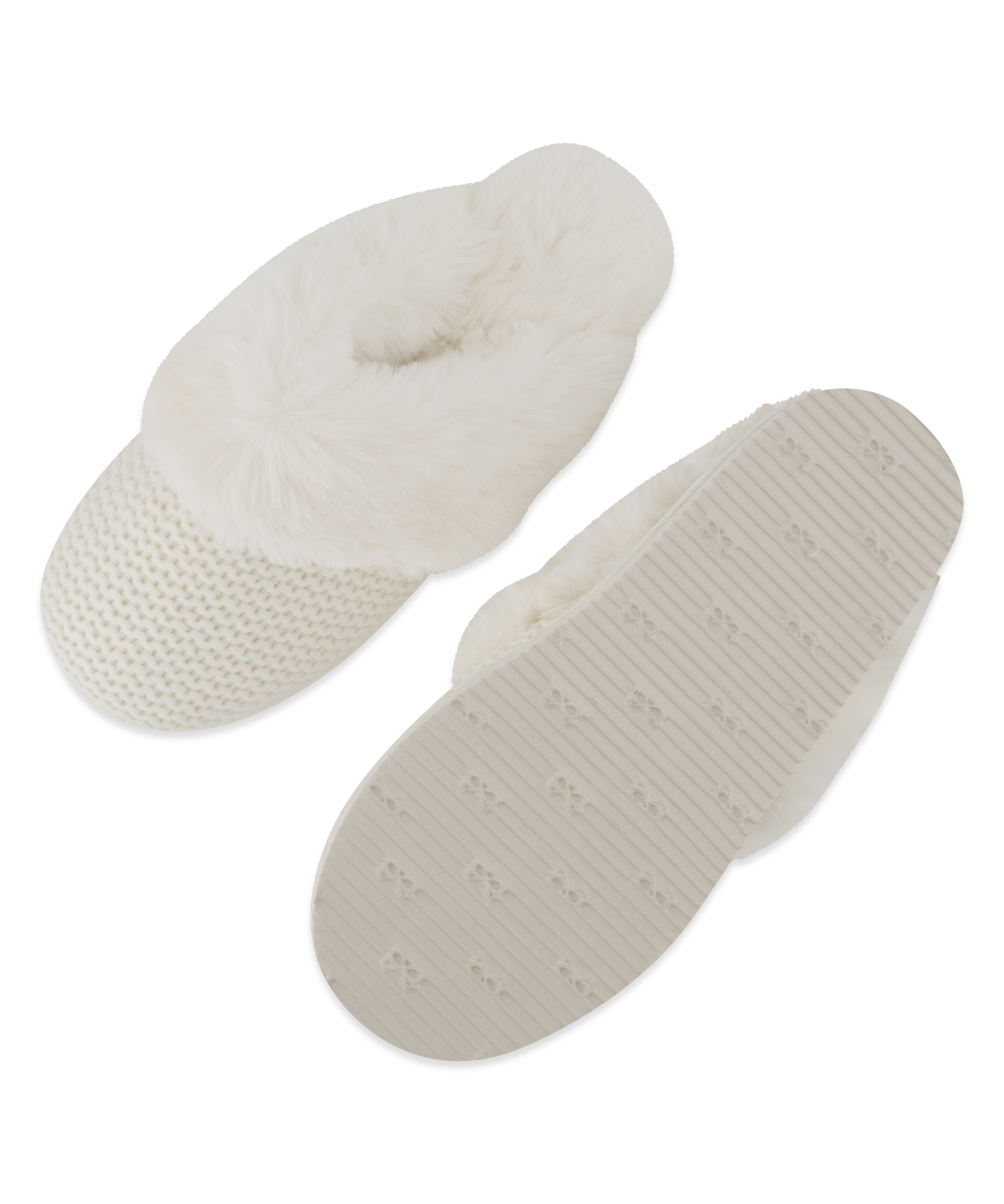 Pantoufles mules Teddy, Blanc, main