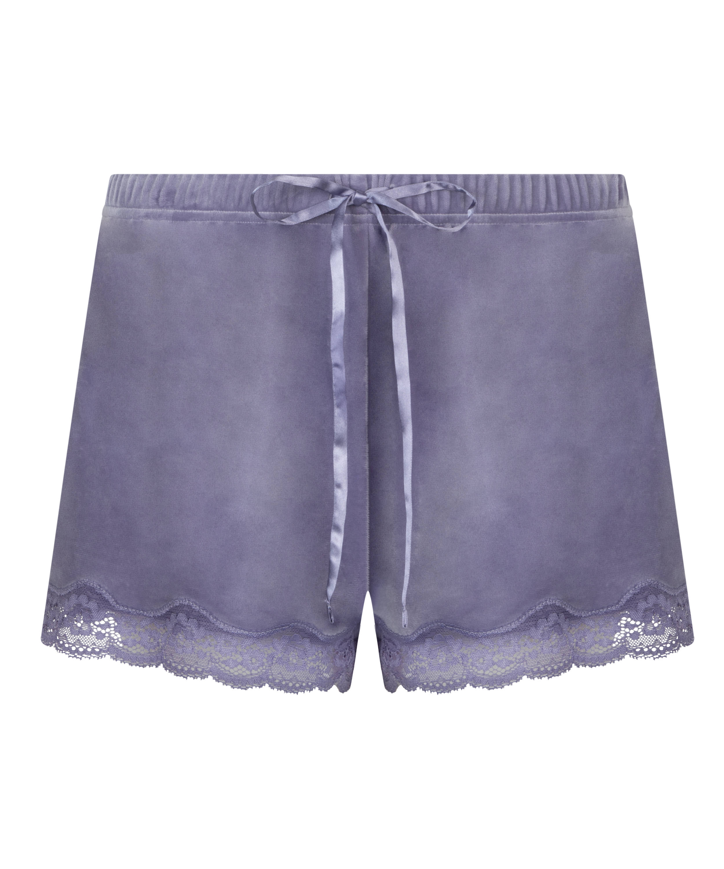 Short velours dentelle, Violet, main