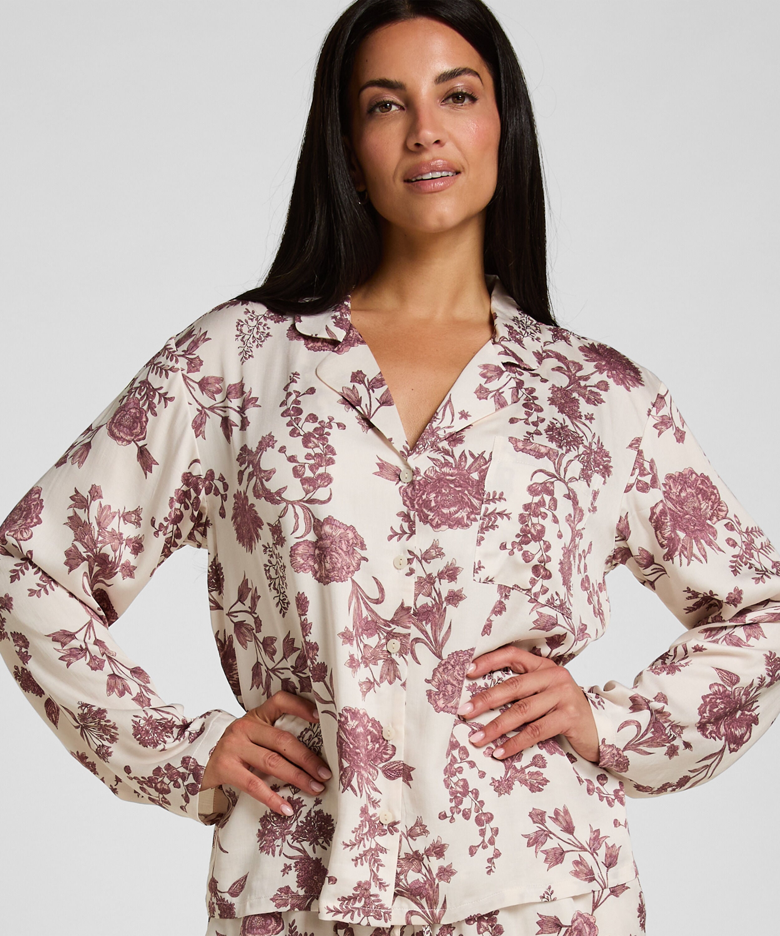 Veste de Pyjama Woven Print, Beige Veste de Pyjama Woven Print, Beige