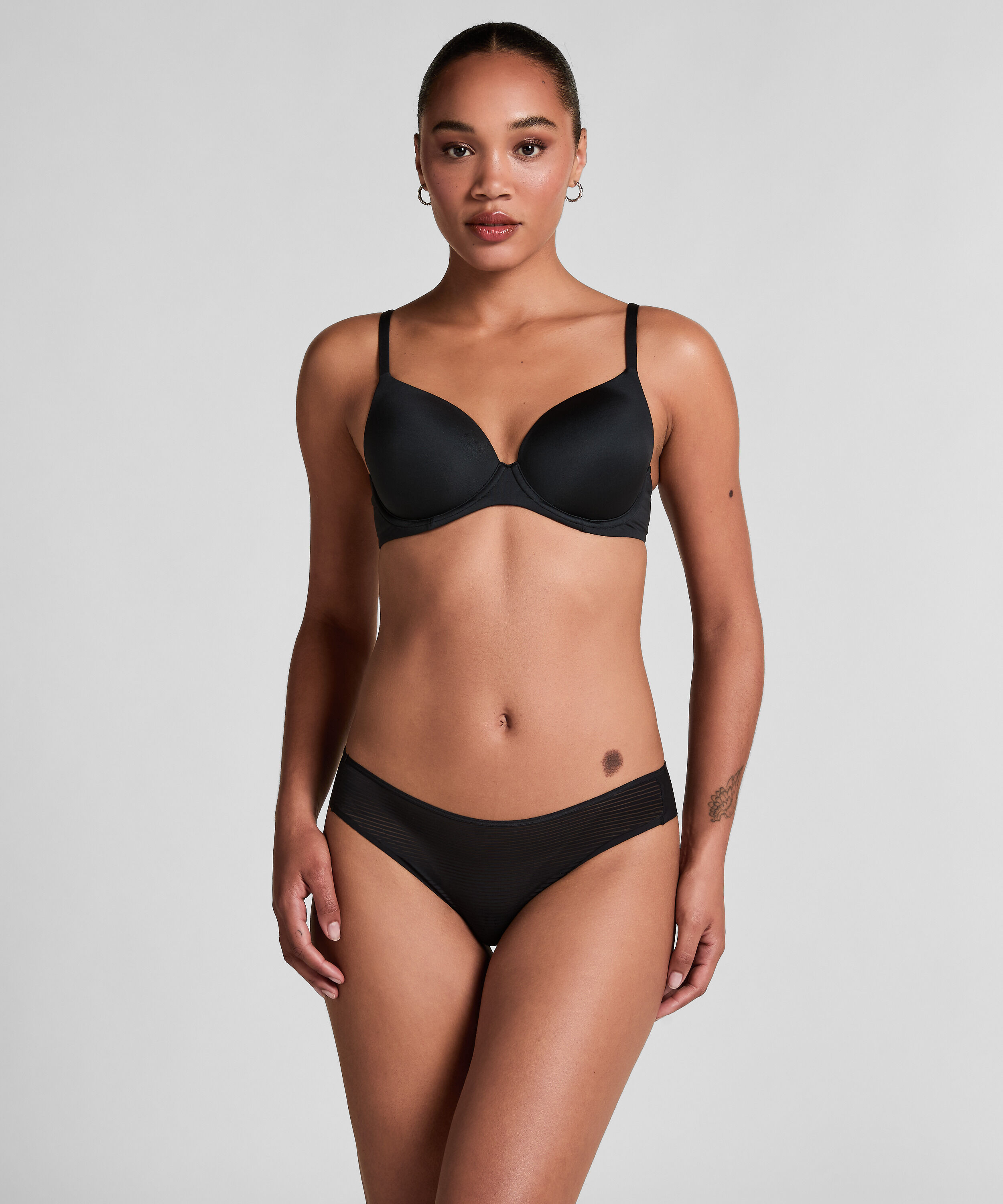 Slip brésilien invisible Stripe mesh, Noir