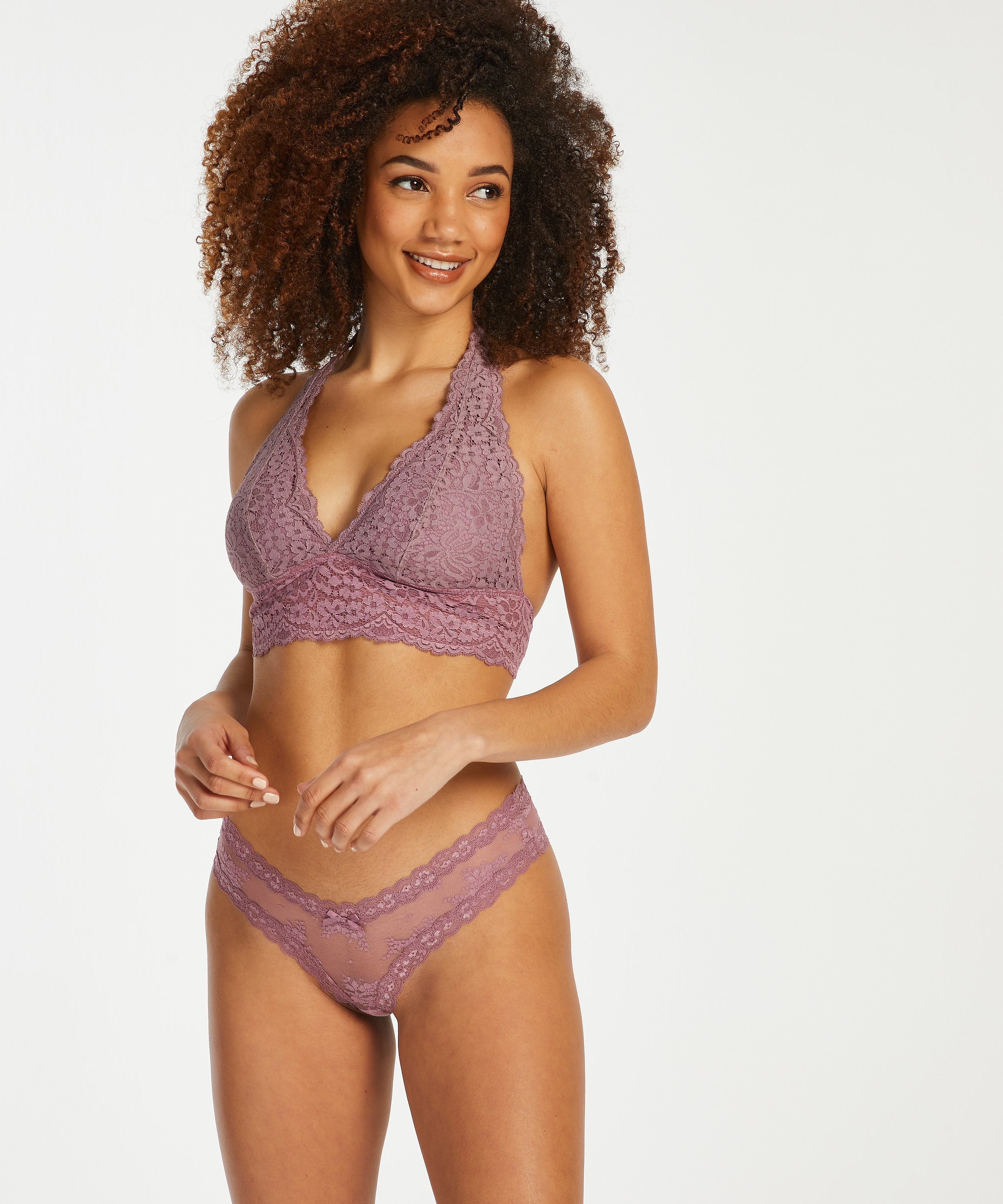 Slip brésilien V-shape mesh, Violet, main