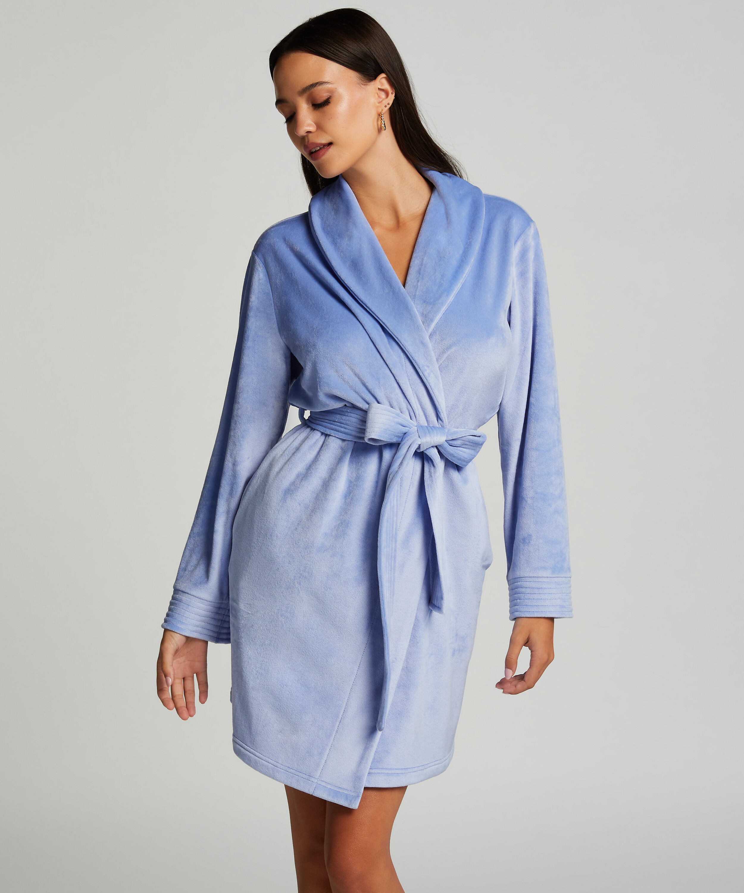 Peignoir court Velours, Bleu