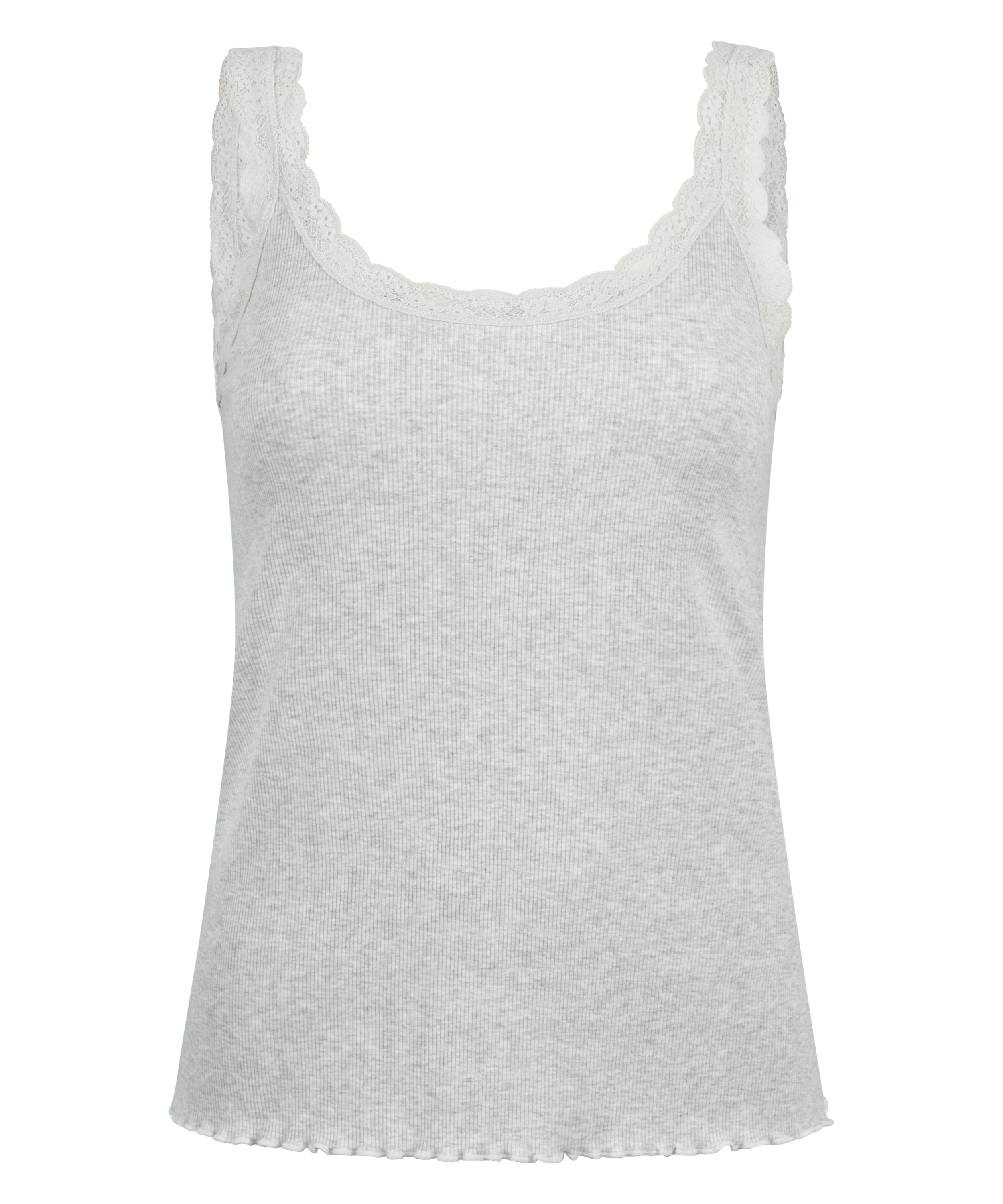 Débardeur côtelé en dentelle, Beige, main