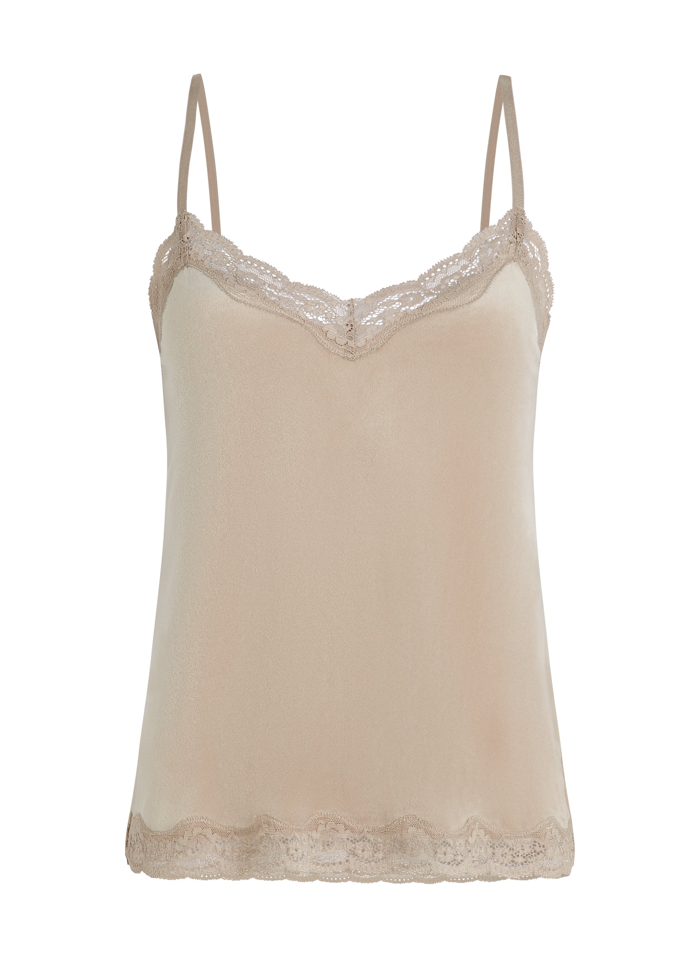Camisole velours Dentelle, Beige, main