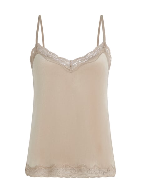 Camisole velours Dentelle, Beige