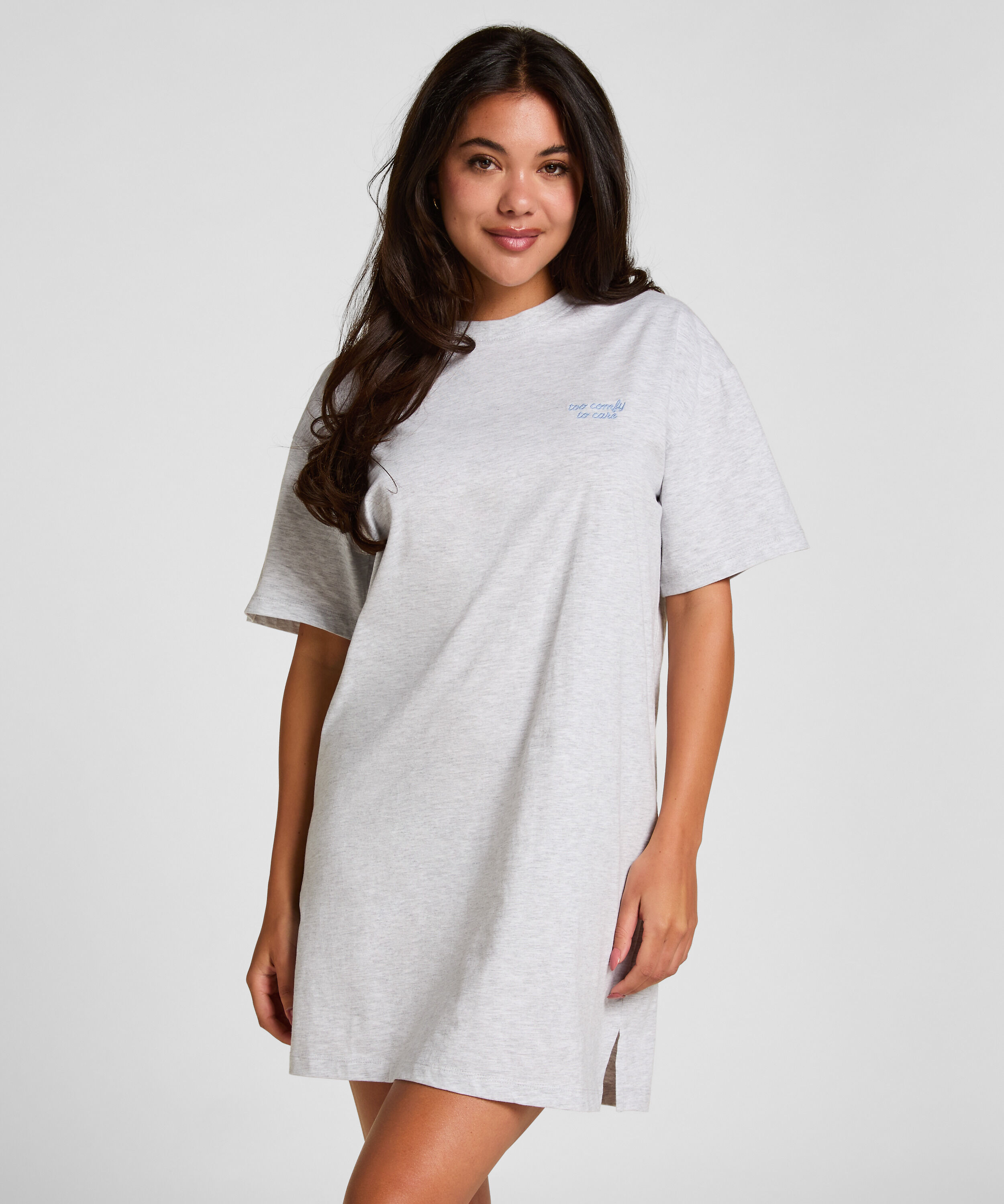 Chemise de nuit à col rond, Gris