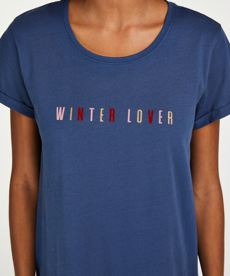 Chemise de nuit à encolure arrondie, Bleu