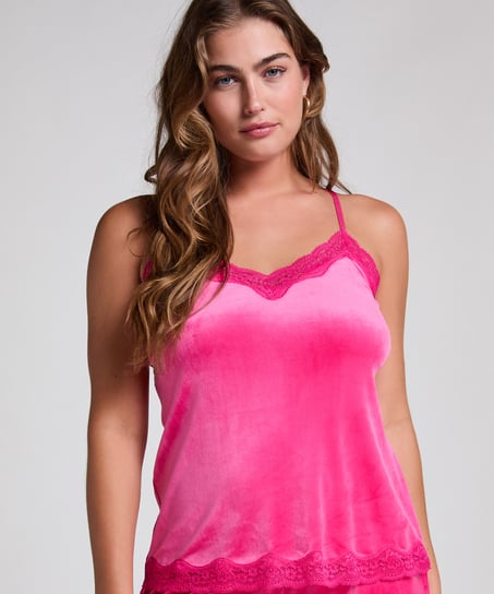 Camisole velours Dentelle, Rose