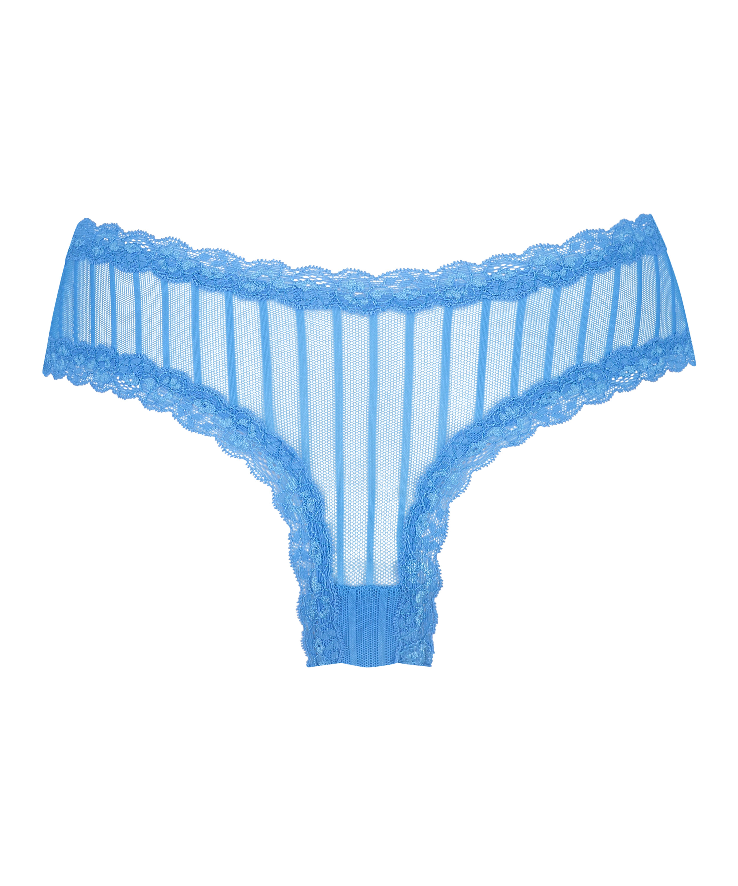 Slip brésilien V-shape mesh, Bleu, main