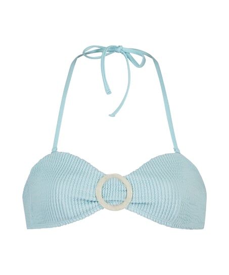 Haut de bikini bandeau Crinkle, Bleu