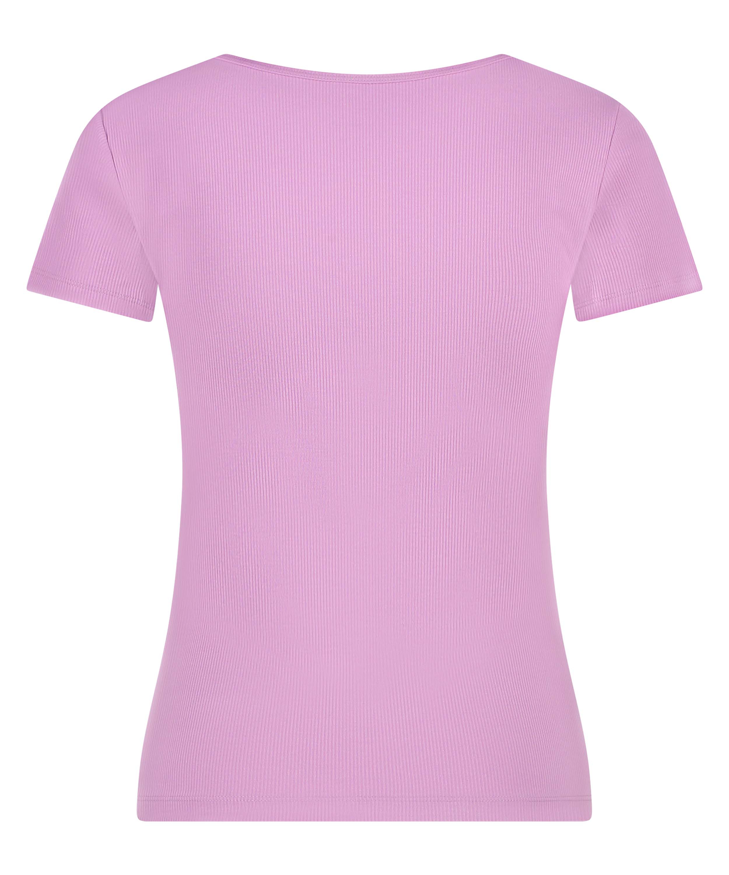 Haut de pyjama manches courtes Henley, Violet, main