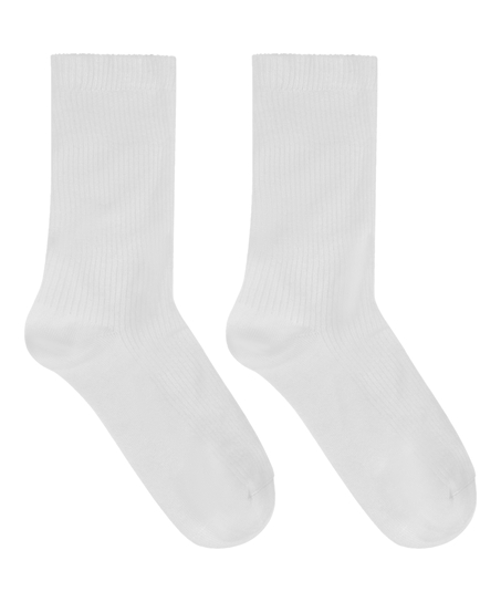 Chaussettes courtes en modal côtelé, Blanc