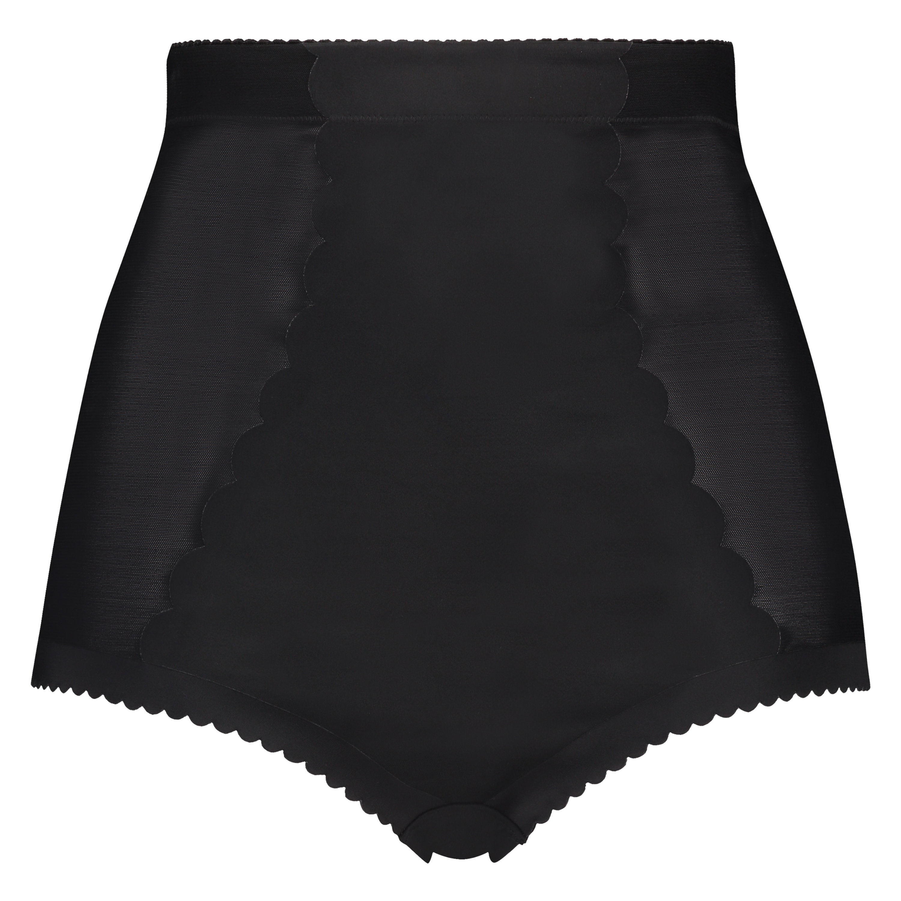 Culotte taille haute avec gaine sculptante en dentelle scuba - Level 3, Noir, main