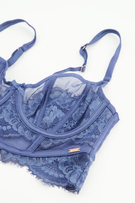 Soutien-gorge à armatures non-préformé longline Daan, Bleu