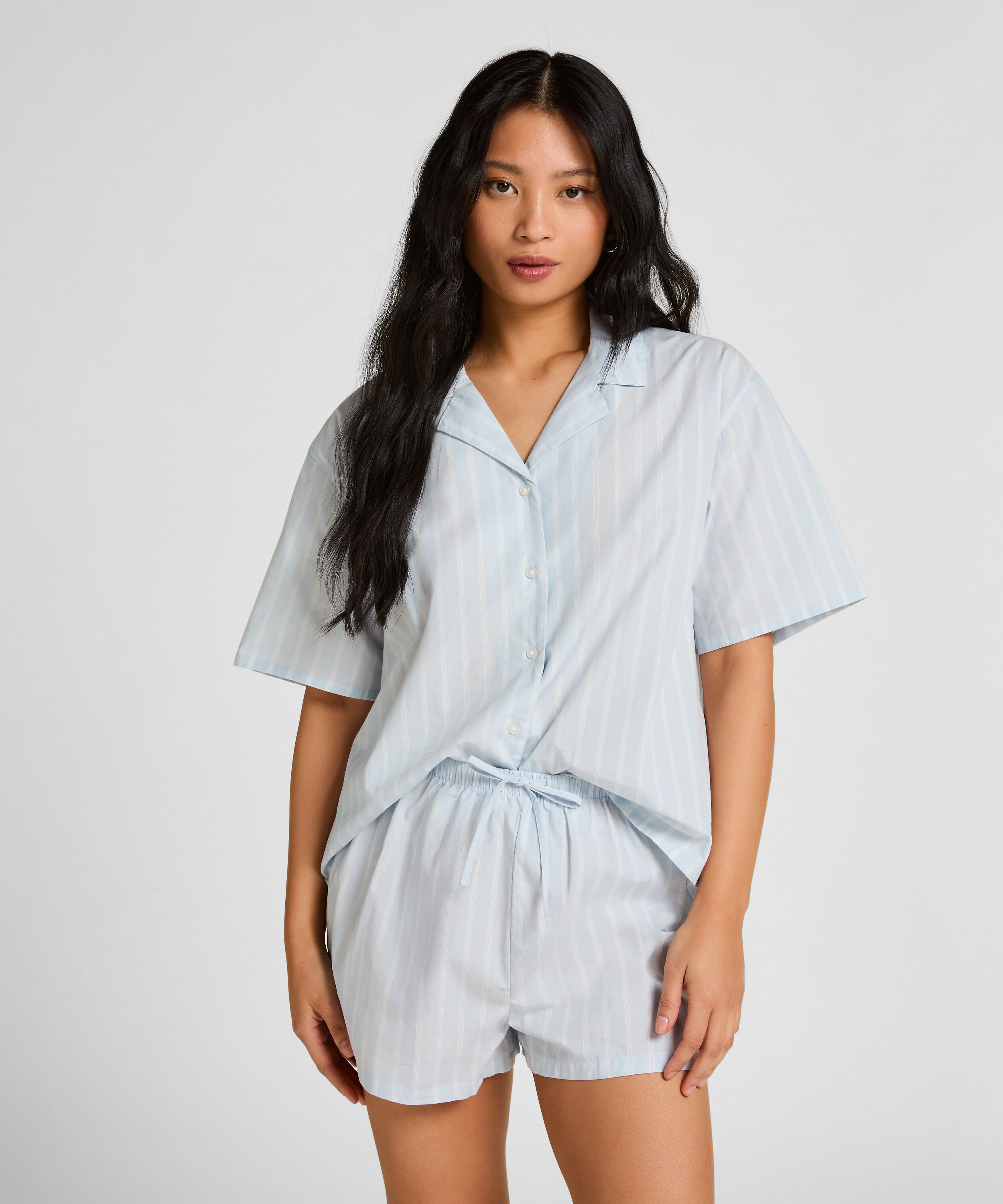 Veste Rayée en Coton, Bleu Veste Rayée en Coton, Bleu