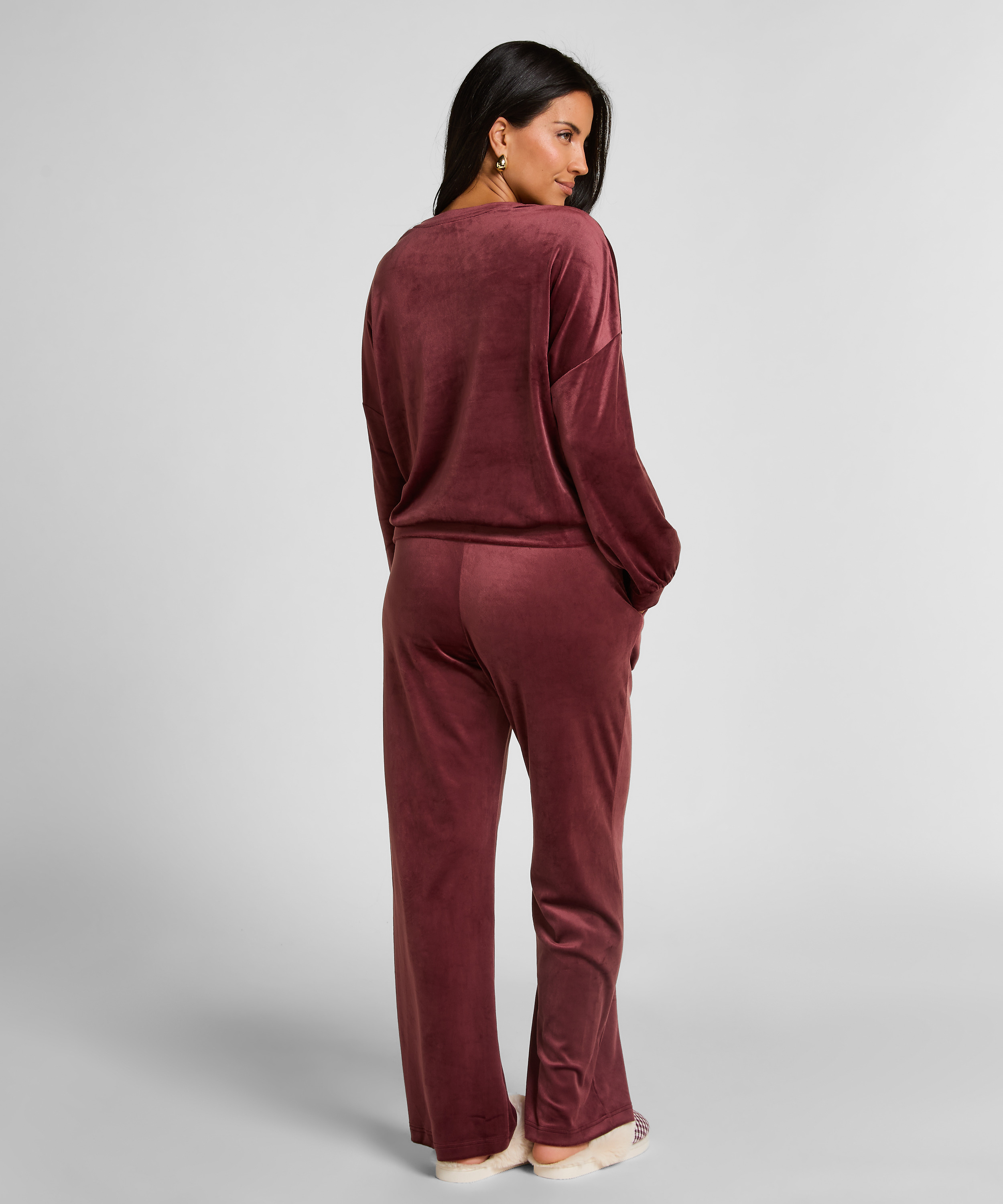 Pantalon de pyjama velours, Rouge, main