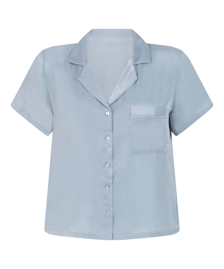 Veste à manches courtes en satin, Bleu