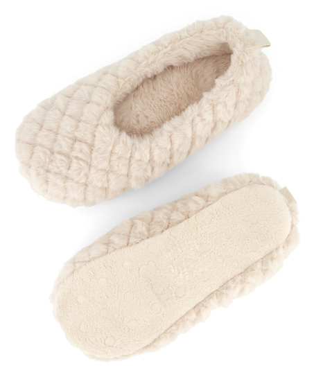 Pantoufles ballerines moelleuses, Beige