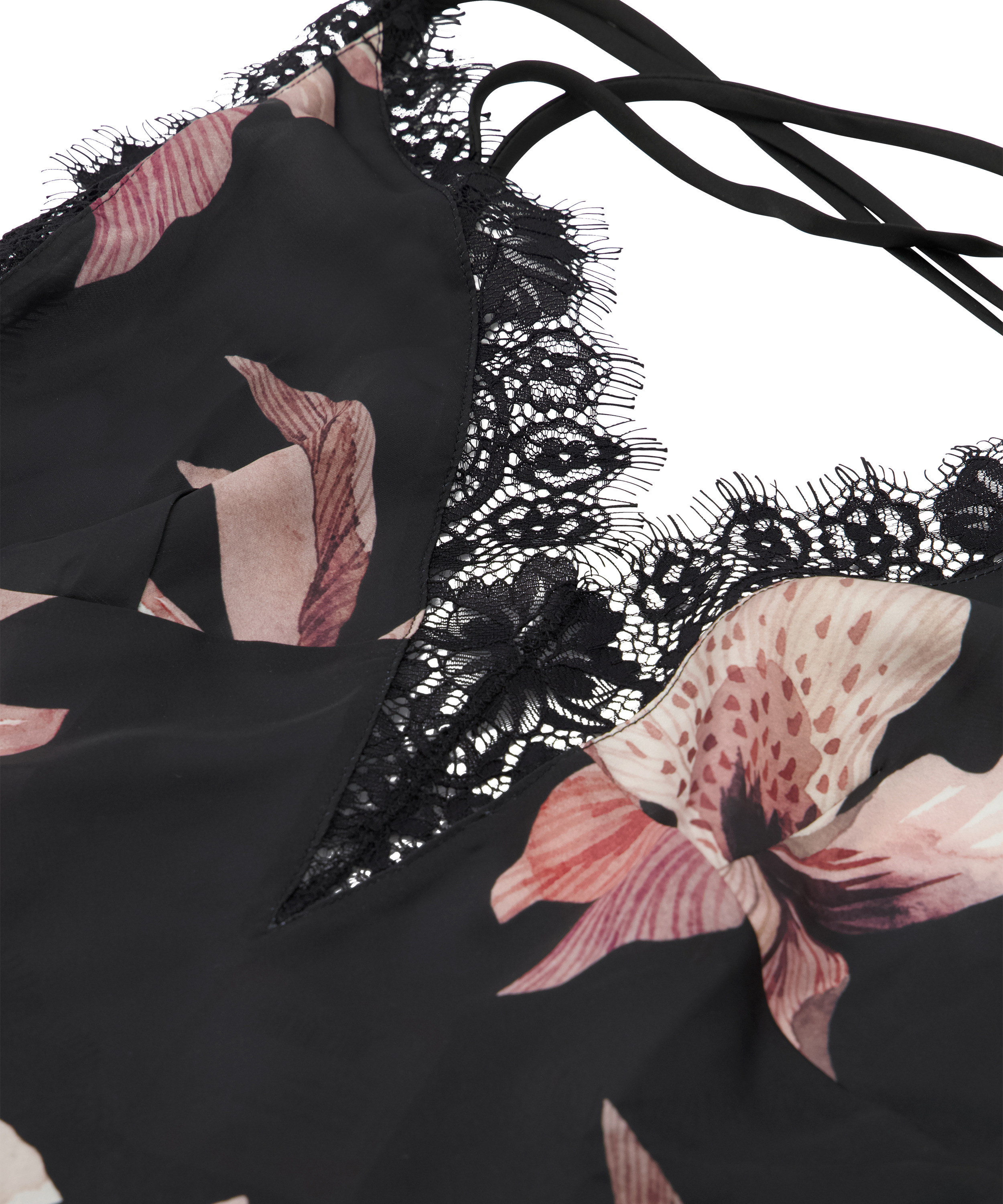 Cami en dentelle, Noir, main