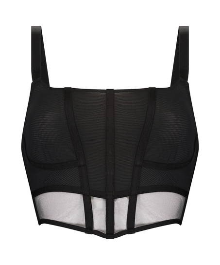 Top corset en maille Love Me, Noir