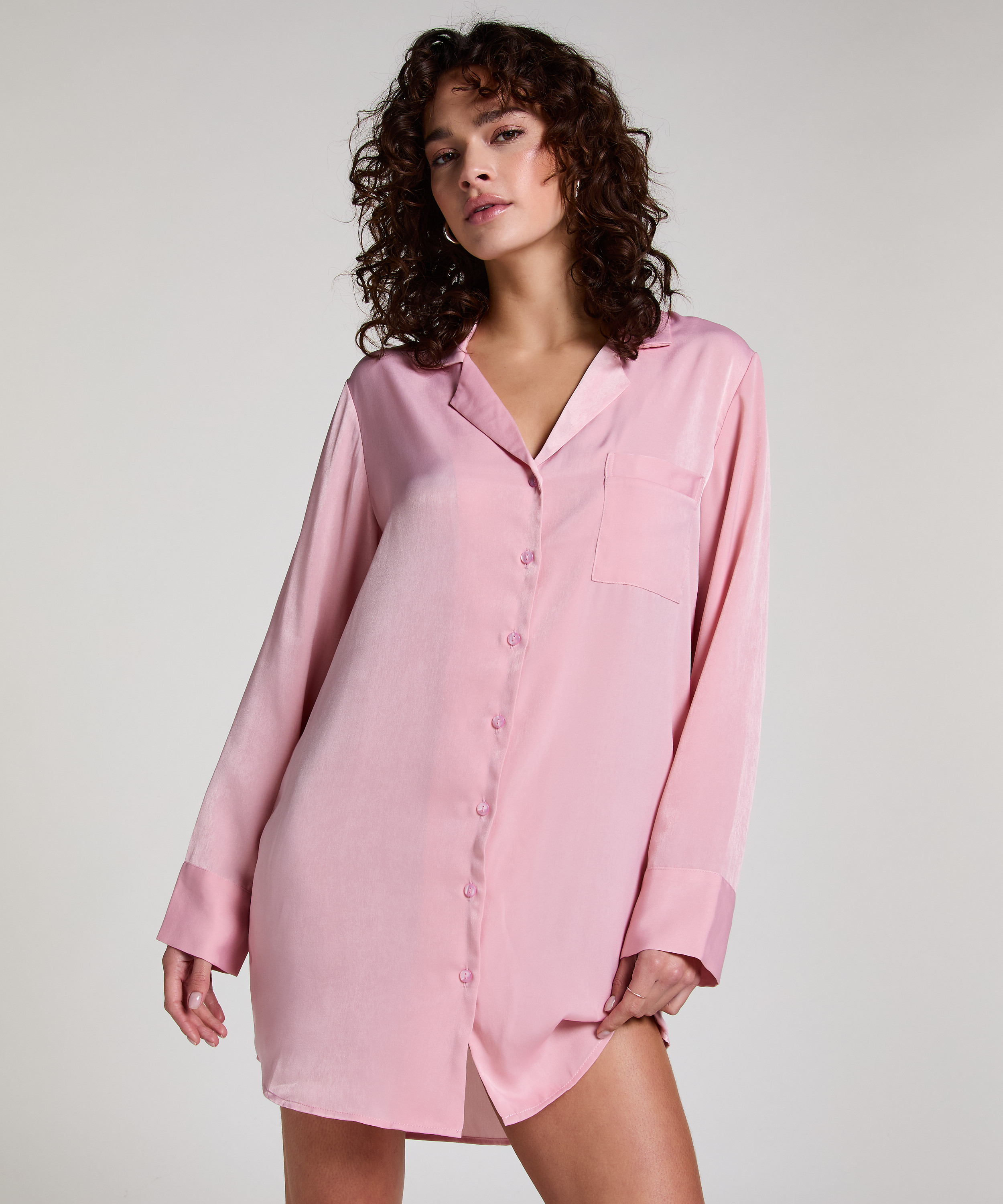 Chemise de nuit Satin, Rose, main