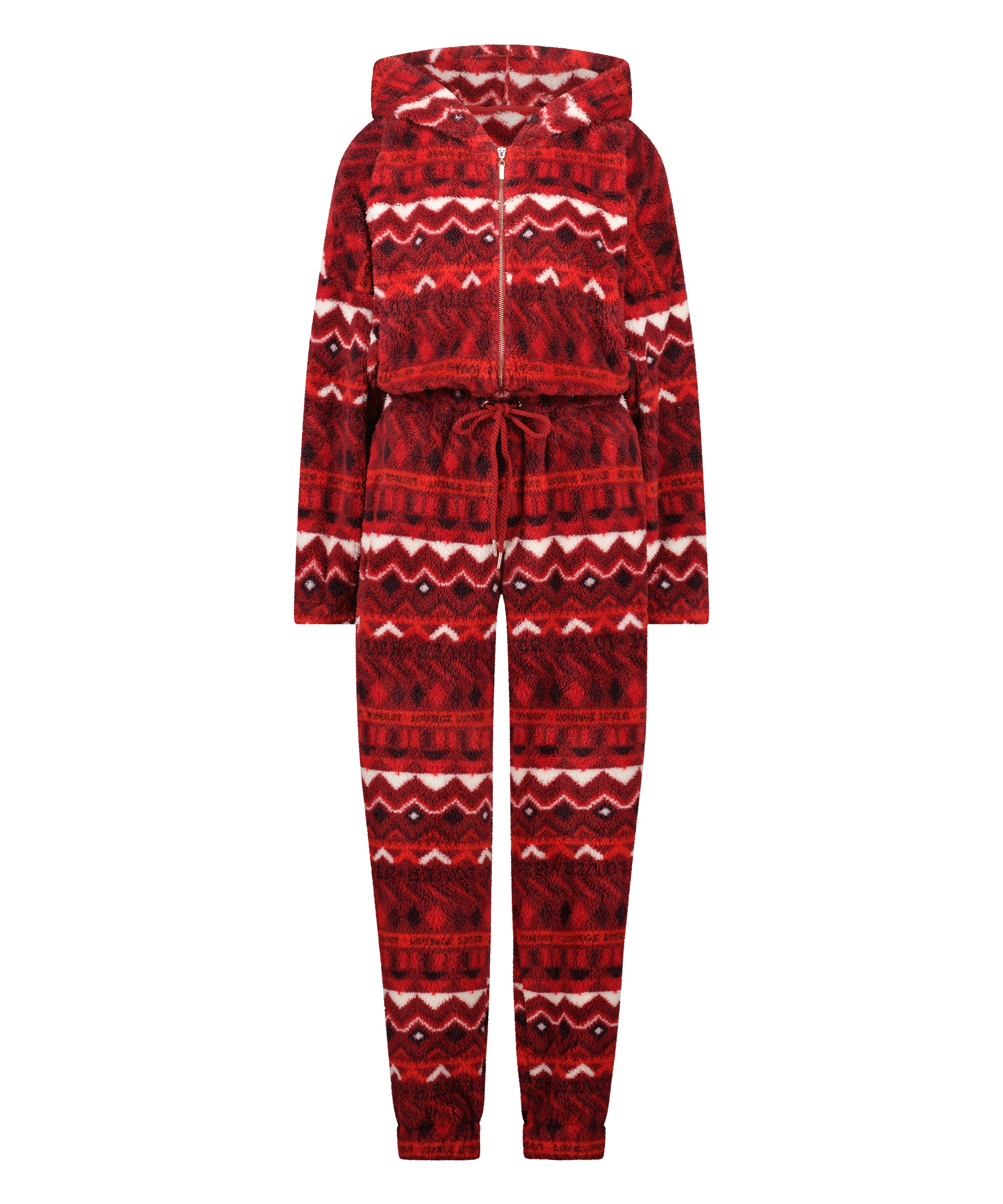 Onesie en flanelle et polaire Fairisle, Rouge, main