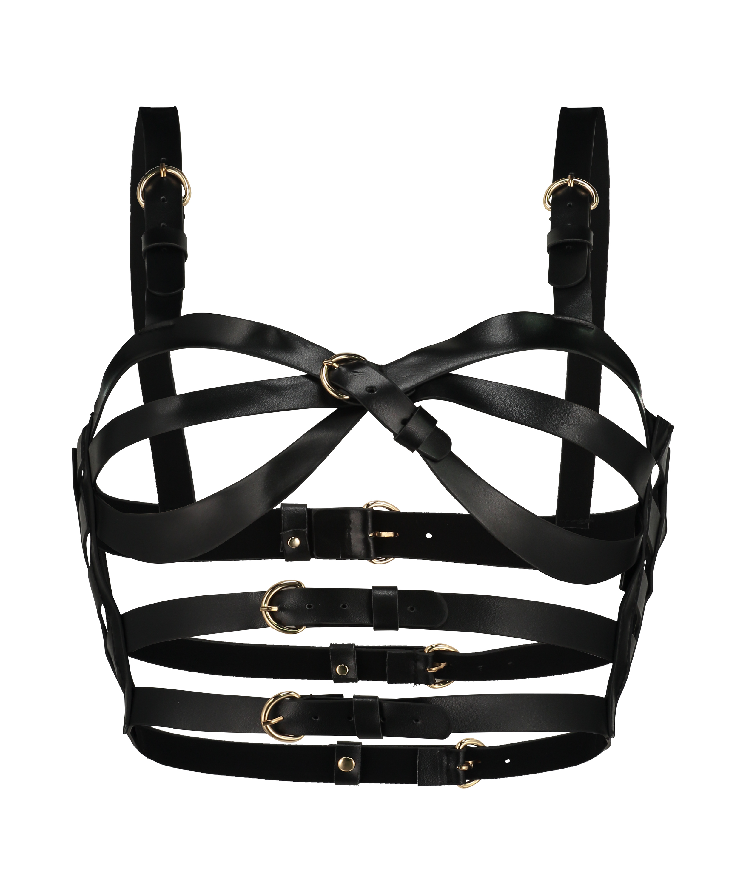 Brassière en faux cuir, Noir, main