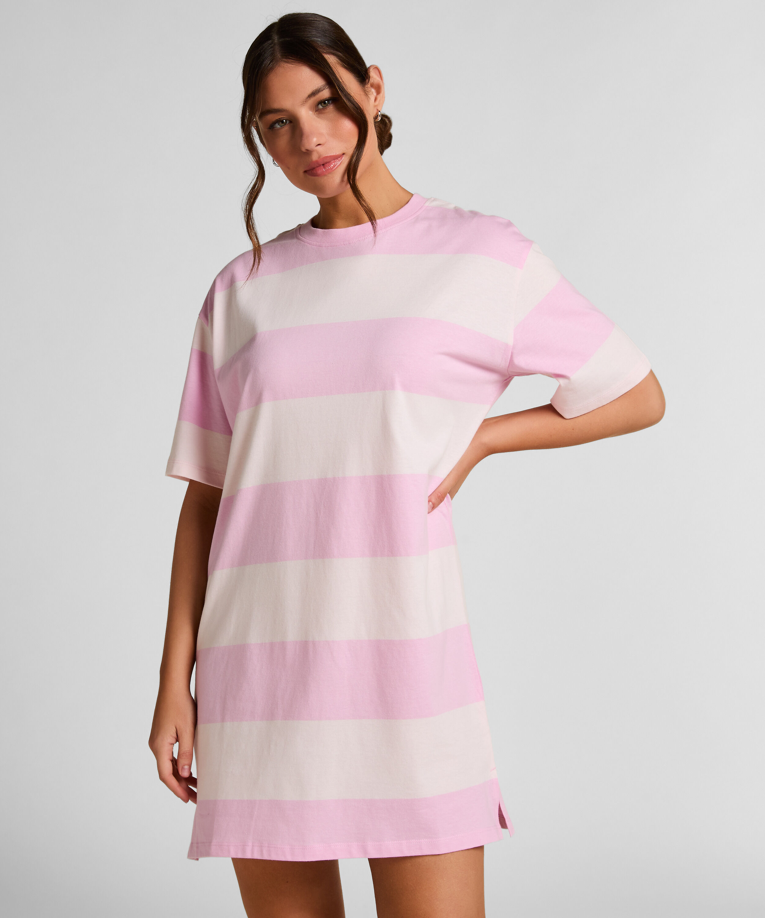 Chemise de nuit col rond, Rose