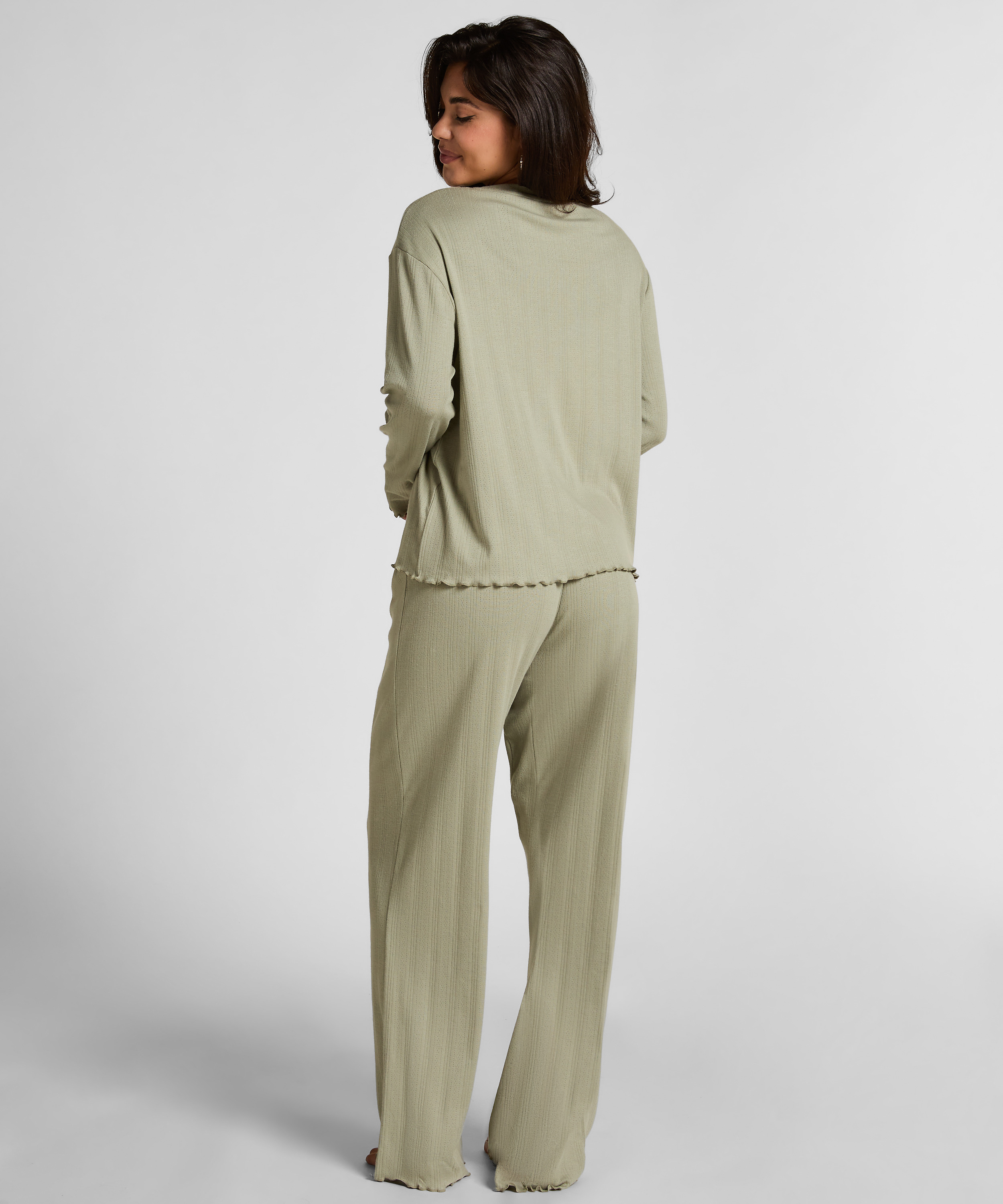 Pyjama Pant Loose Pointelle, Vert, main