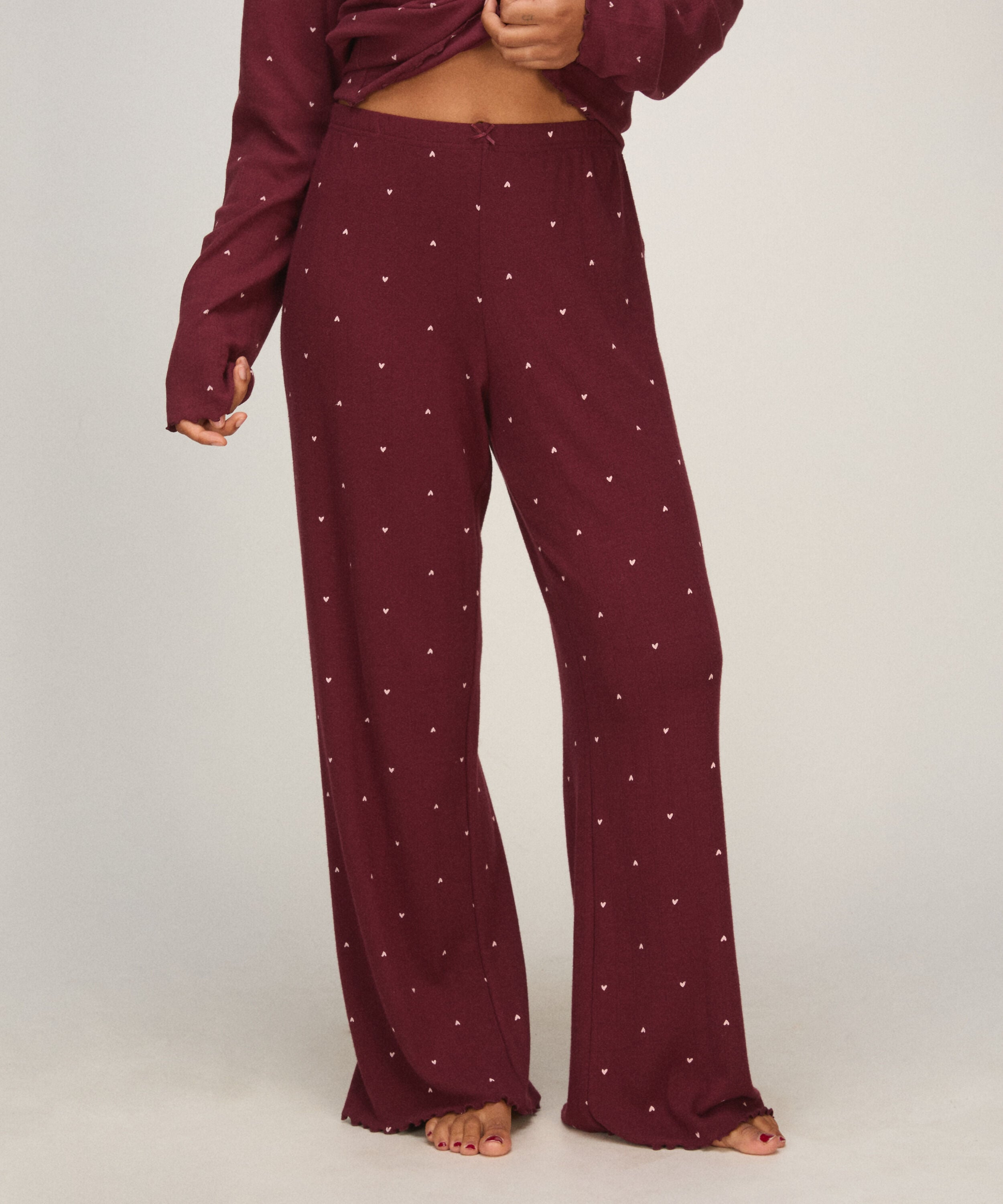Pantalon de pyjama Loose Pointelle, Violet Pantalon de pyjama Loose Pointelle, Violet