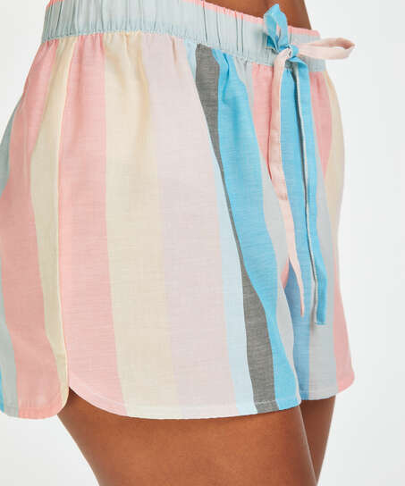 Short de pyjama en bande de chambray, Rose