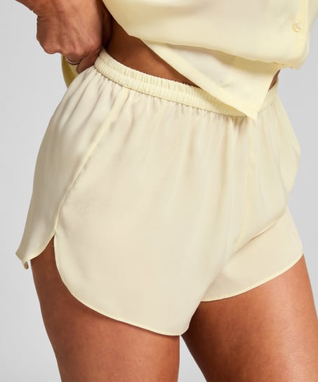 Short en satin Minimal, Jaune