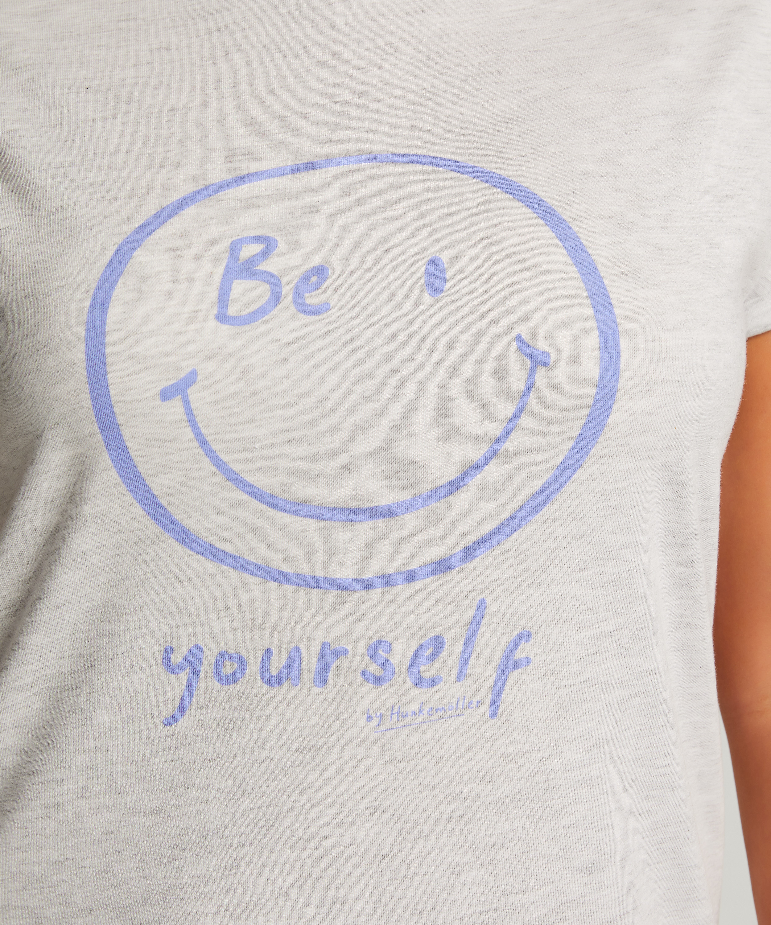 Chemise de nuit col rond, Gris, main