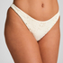 Bas de bikini échancré en crochet, Blanc