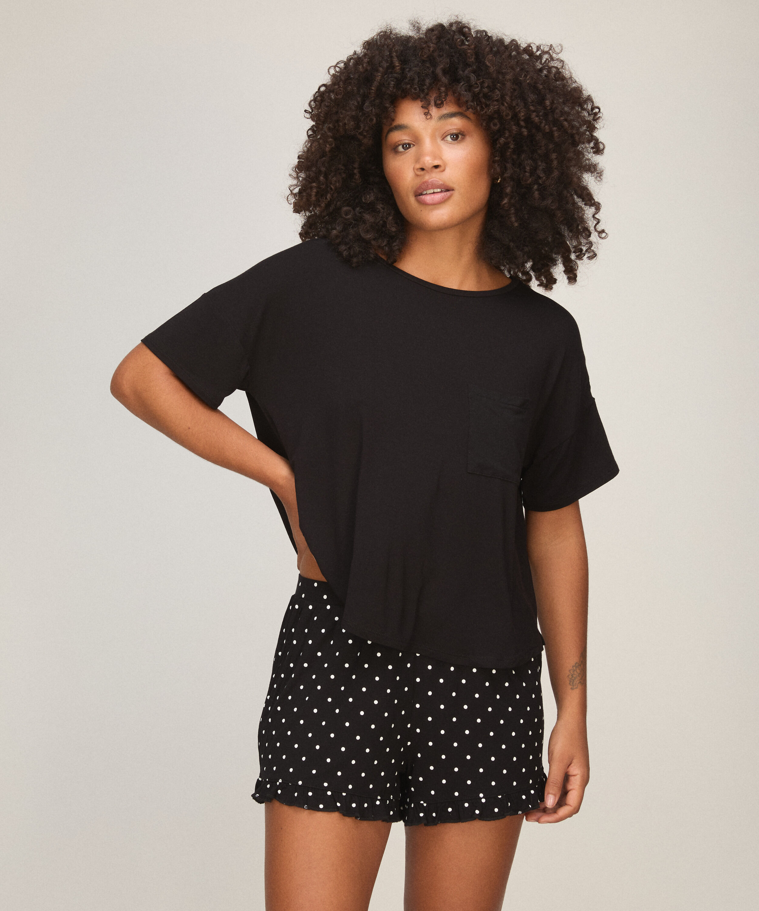Ensemble de pyjama court, Noir Ensemble de pyjama court, Noir