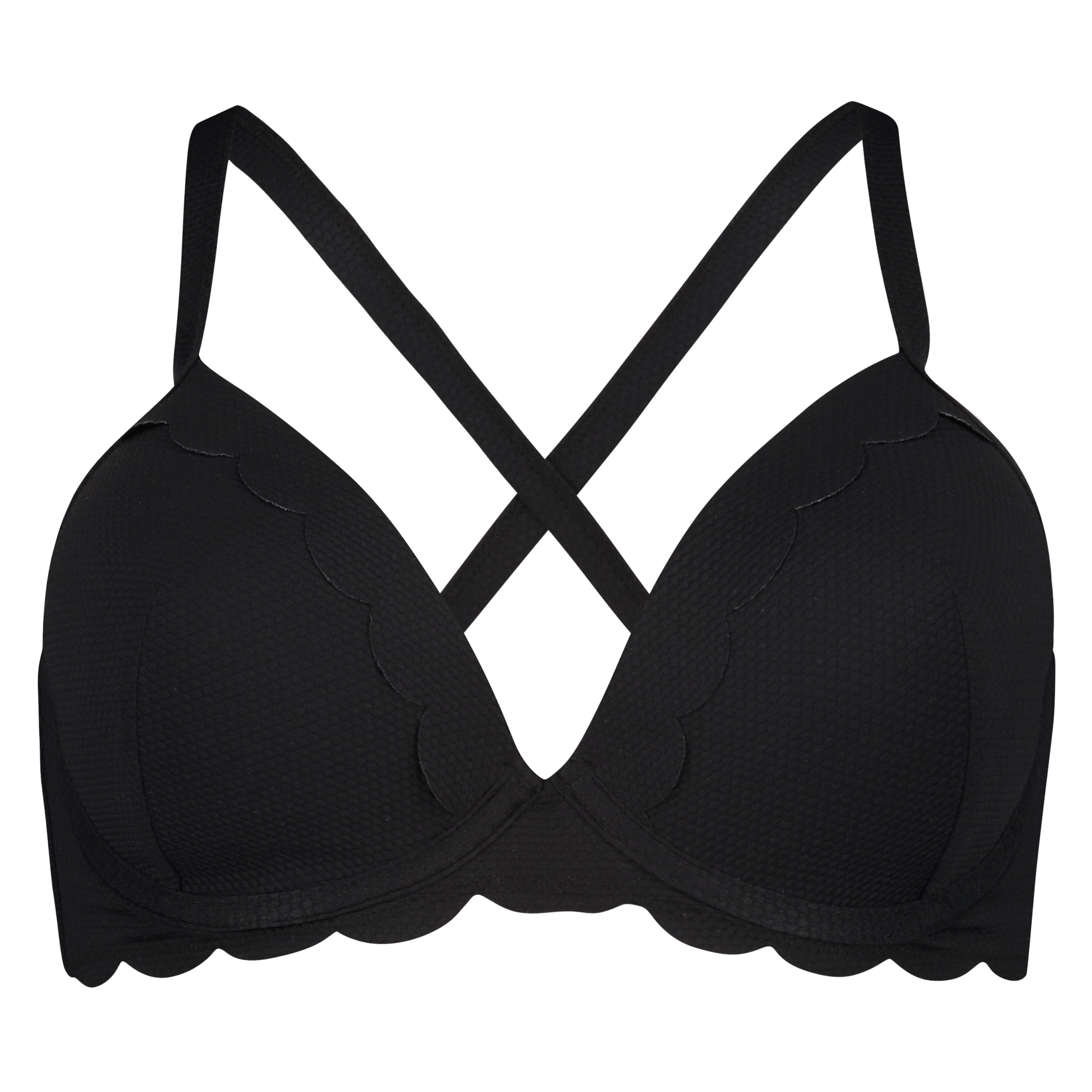 Haut de bikini &agrave; armatures pr&eacute;form&eacute; Scallop Taille E +, Noir, main