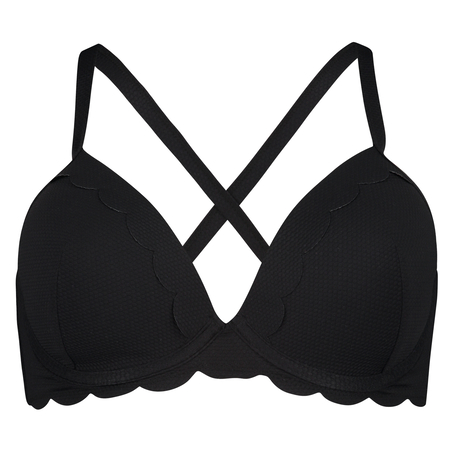 Haut de bikini &agrave; armatures pr&eacute;form&eacute; Scallop Taille E +, Noir
