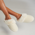 Pantoufles mules Teddy, Blanc