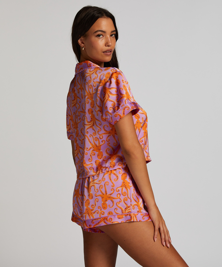 Veste à manches courtes en satin, Violet