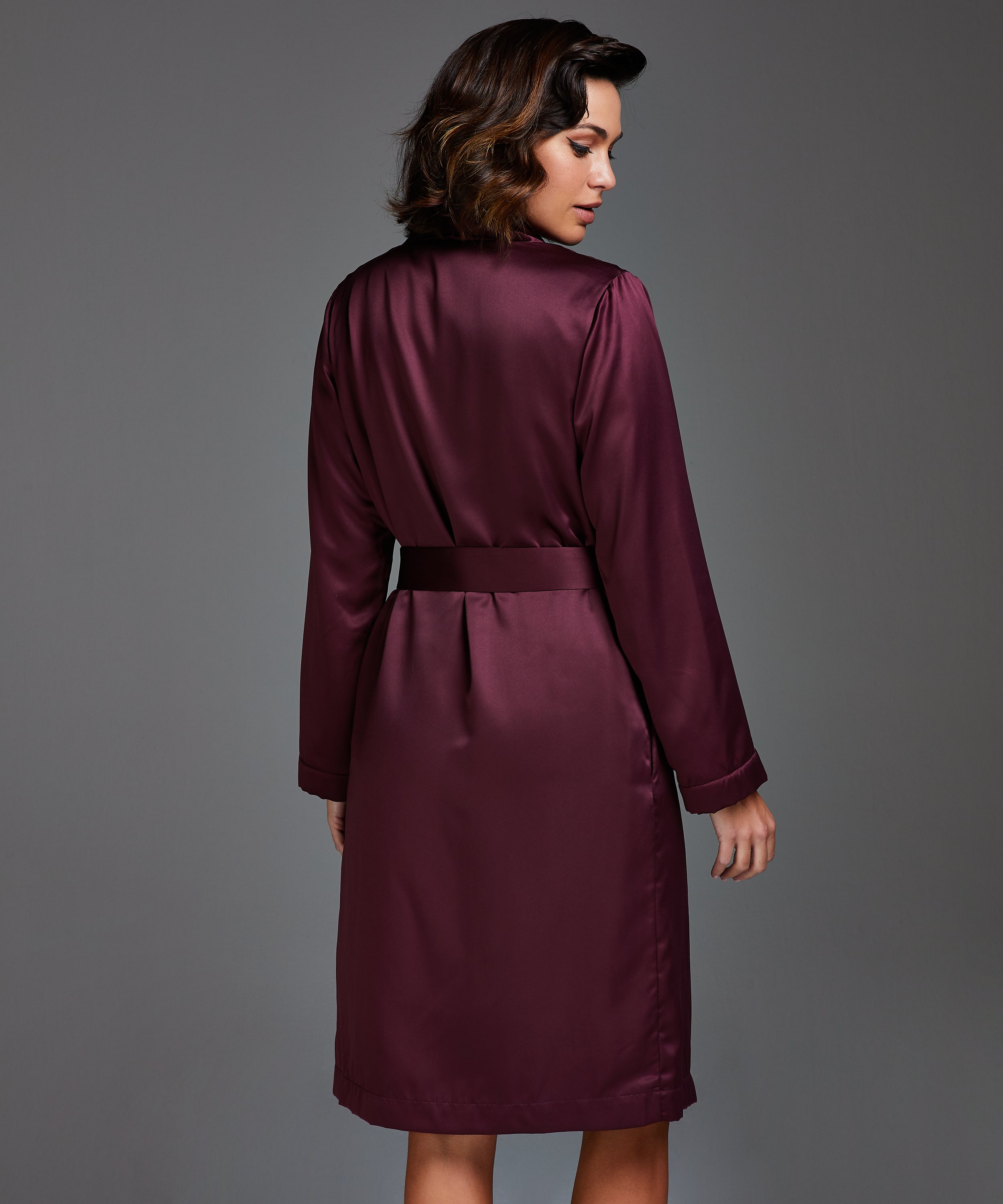 Peignoir en polaire satinée, Violet, main