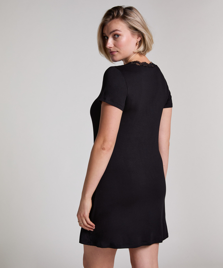 Chemise de nuit en jersey, Noir