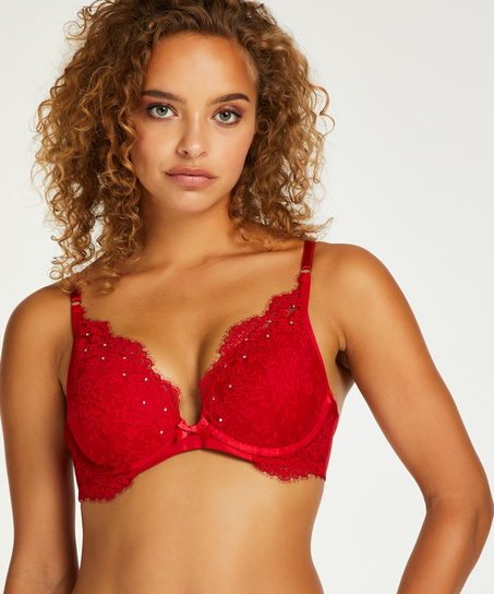 Soutien-gorge push-up préformé à armatures Pauline, Rouge