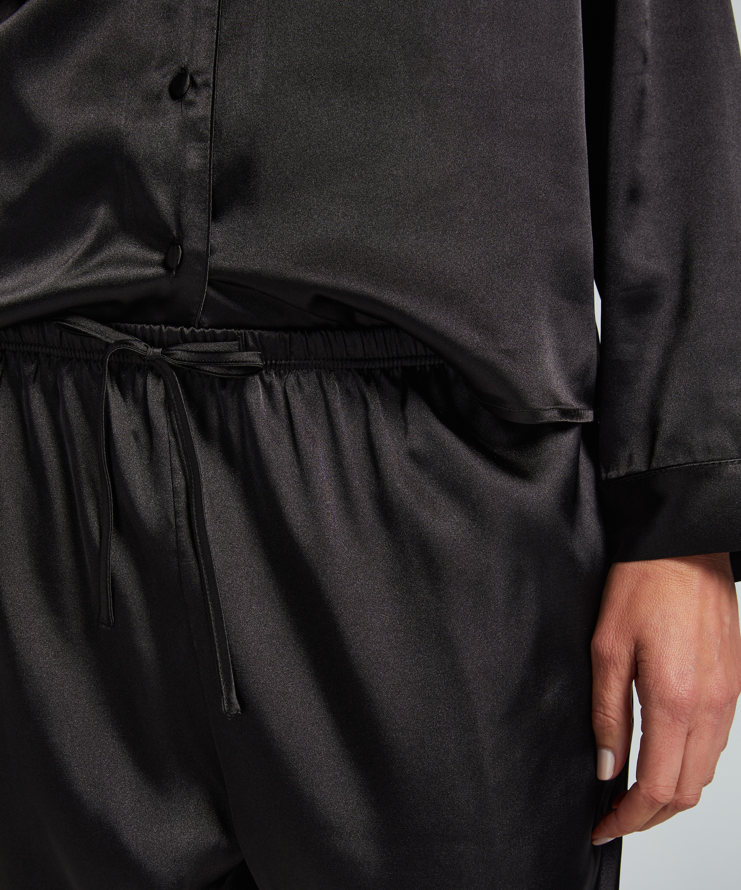 Pantalon Satin, Noir, main