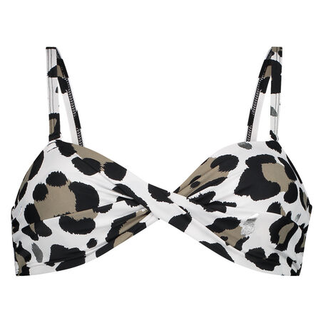 Top de bikini bandeau Animal, Blanc