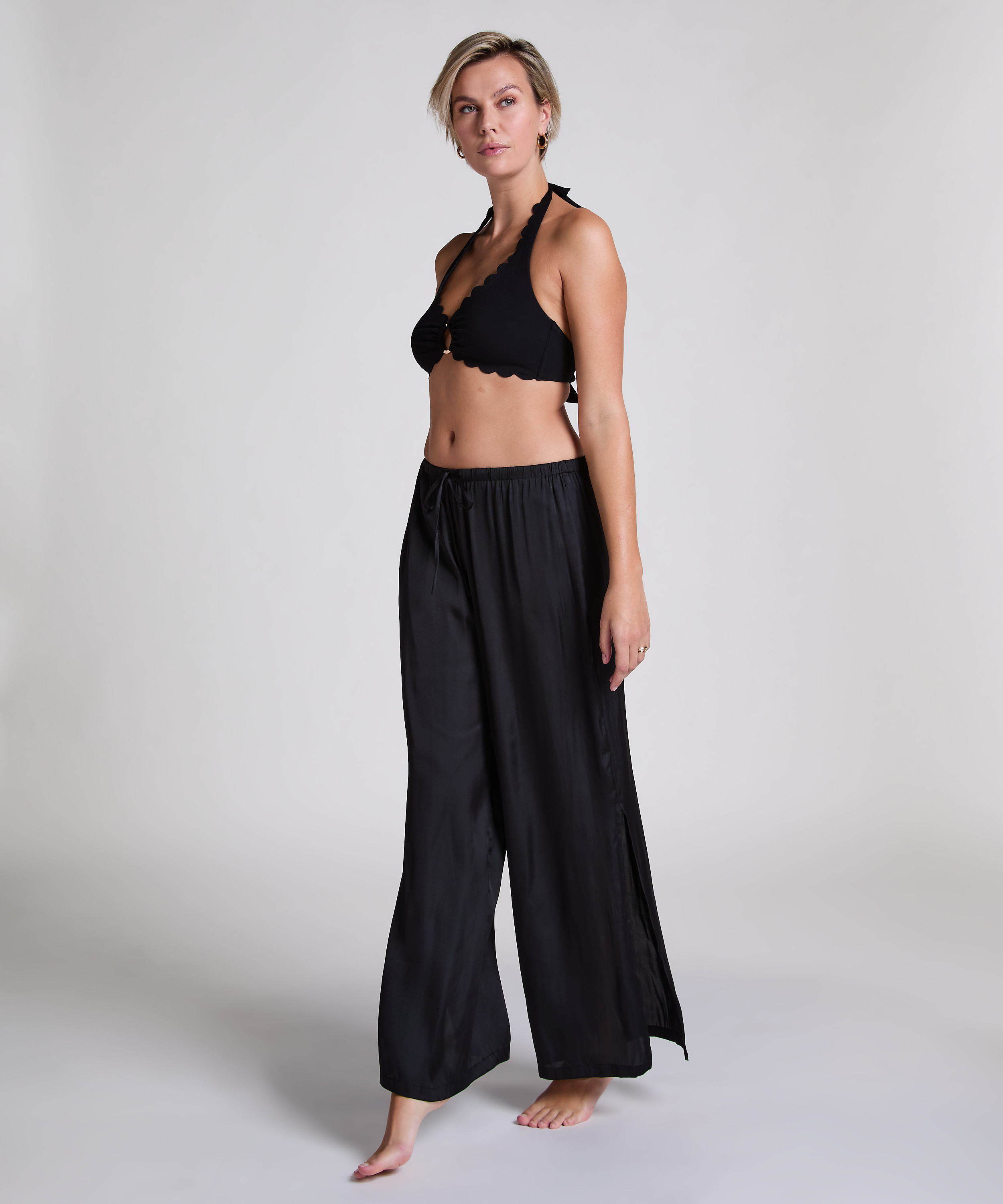 Pantalon de plage en satin, Noir, main