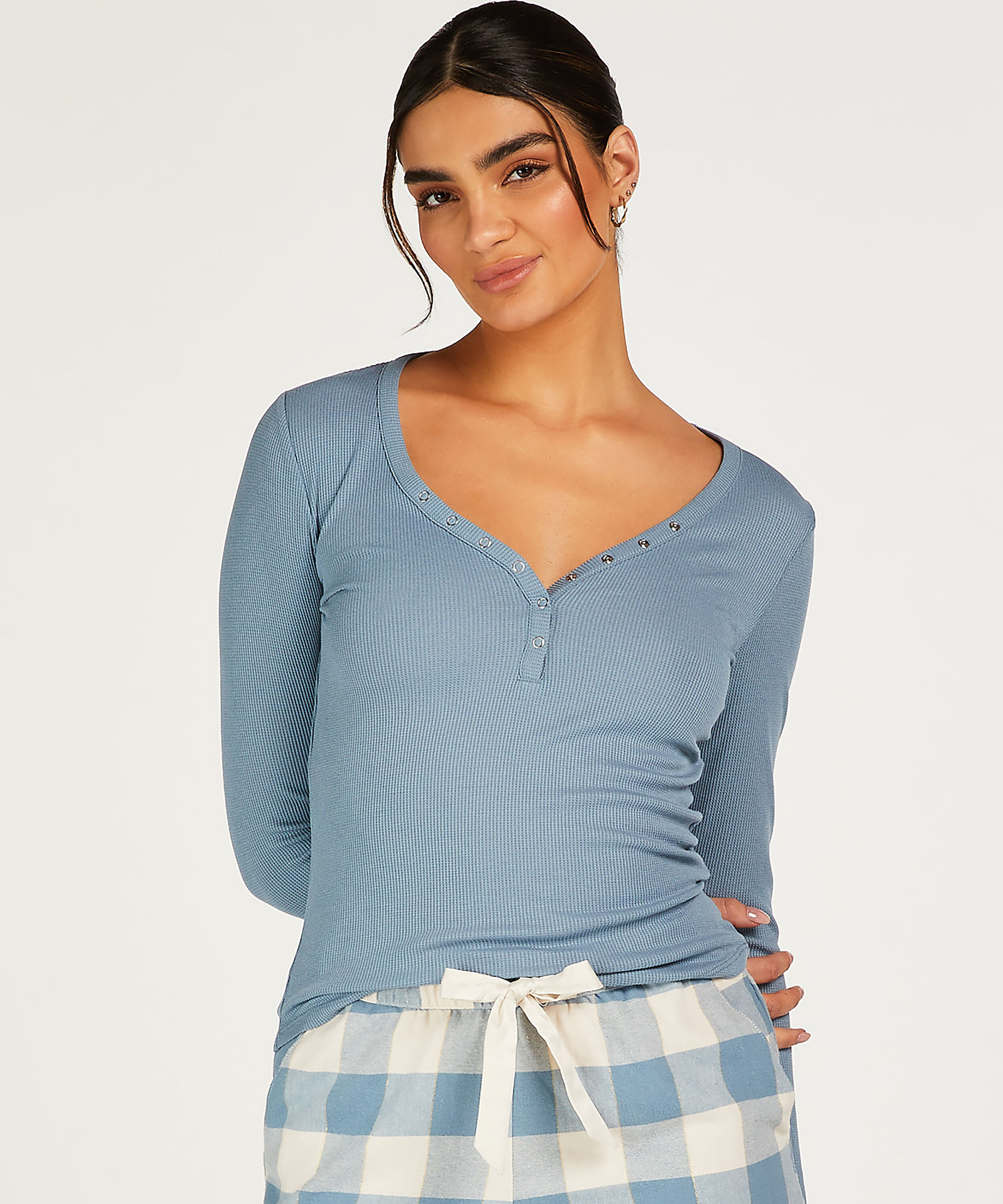 Haut de pyjama à manches longues, Bleu