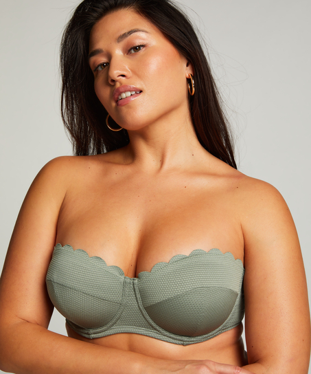 Haut de bikini sans bretelles préformé à armatures Scallop Taille E +, Vert